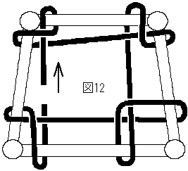 イラスト：椅子の封筒編み・三角ゾーンの張り方（3）捨て巻き 2