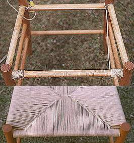 椅子の封筒編み・三角ゾーンの張り方（3）捨て巻き