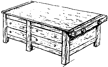 イラスト：家具制作用作業台 抽斗側